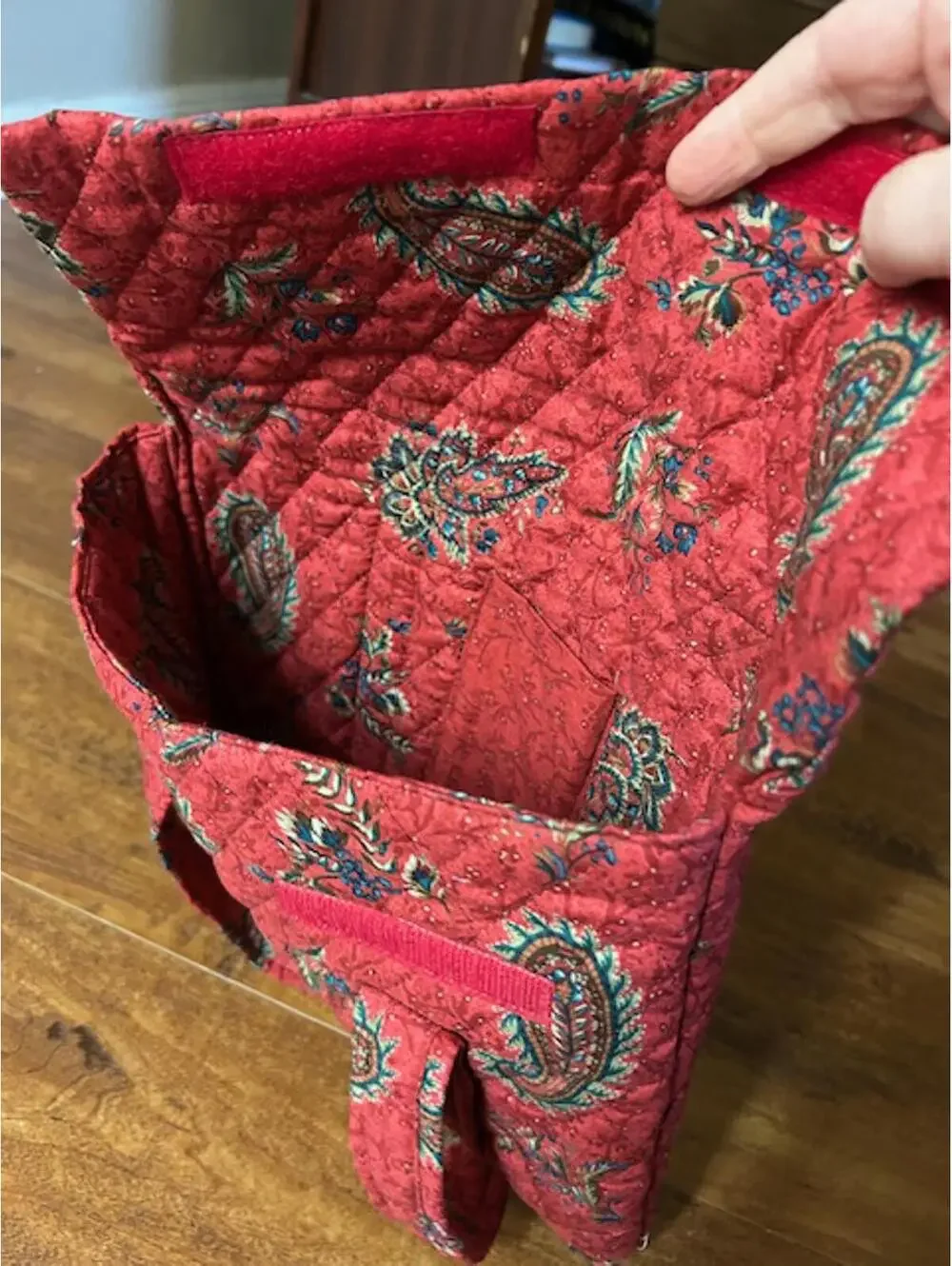Quilted Paisley Patterned Handbag with Velcro Closure
